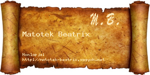 Matotek Beatrix névjegykártya